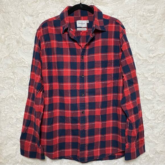 Goodfellow&Co Men’s Classic Red and Blue Plaid Flannel Size Large - Picture 1 of 6
